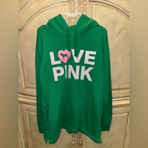 Green LOVE PINK Hoodie, size Large